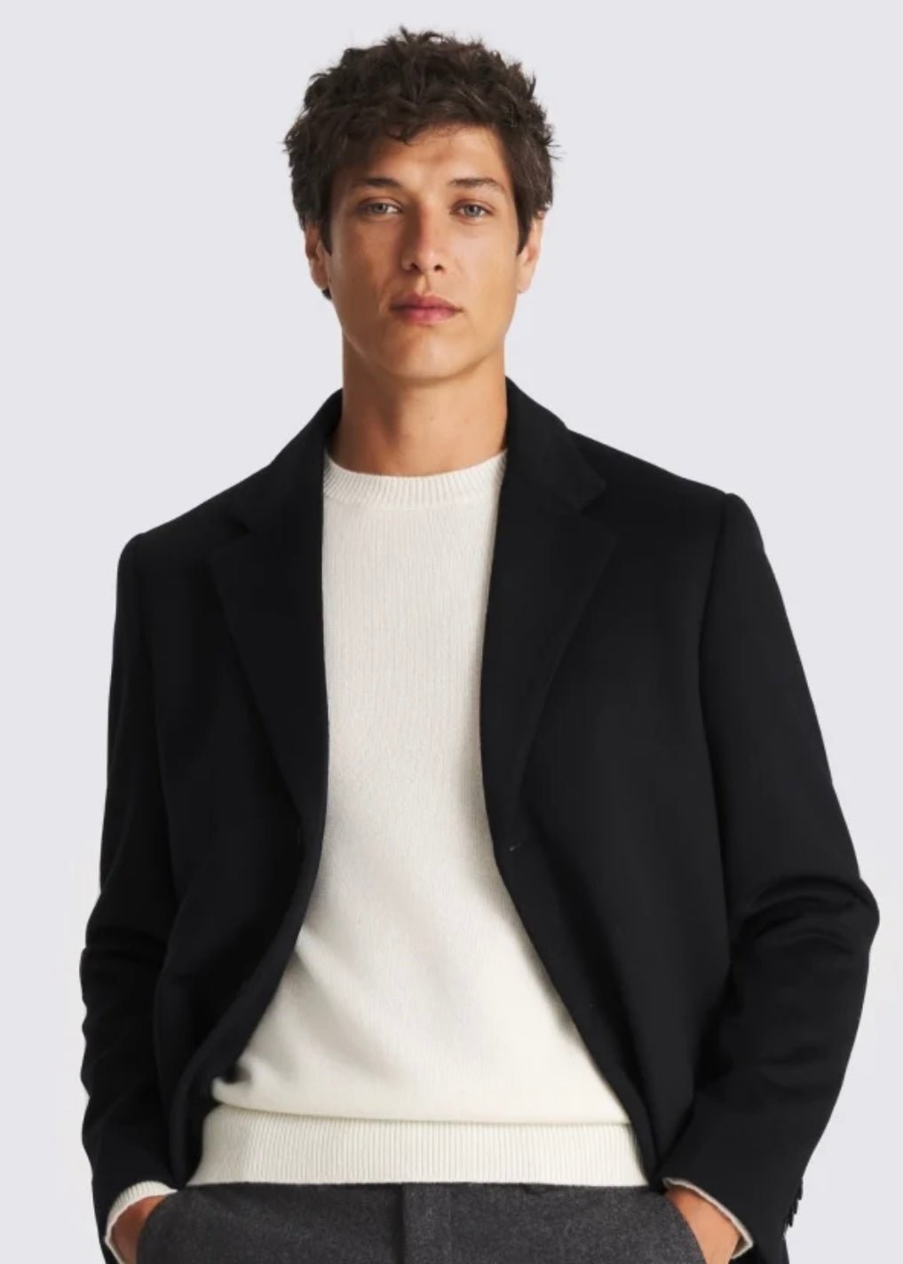 Black Wool Overcoat For Men - AR - Rehman Collection