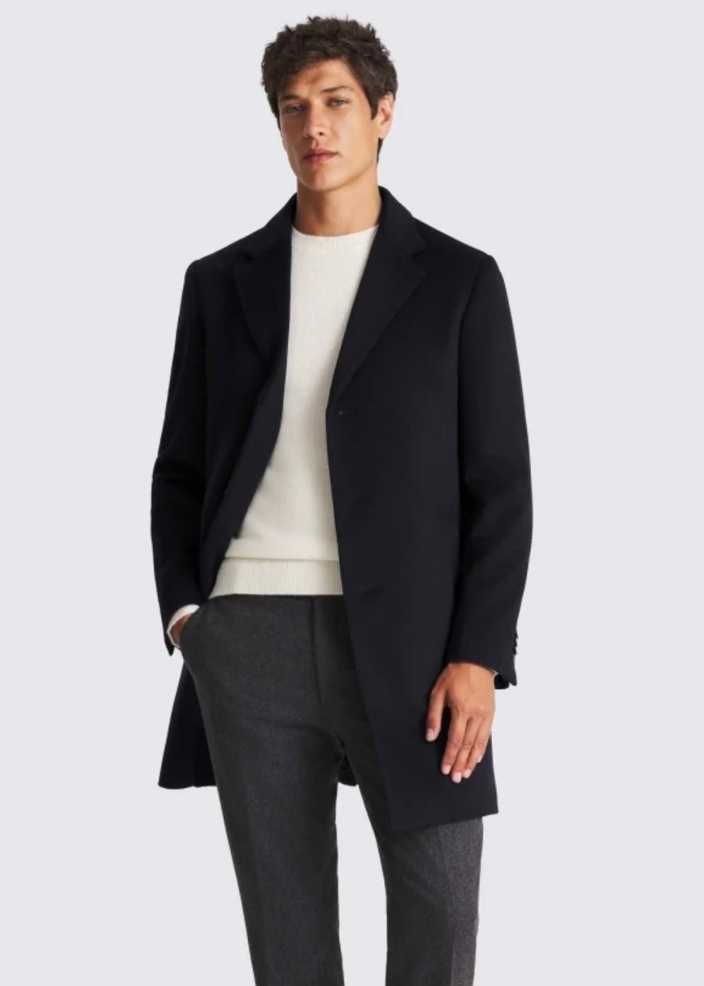 Black Wool Overcoat For Men - AR - Rehman Collection