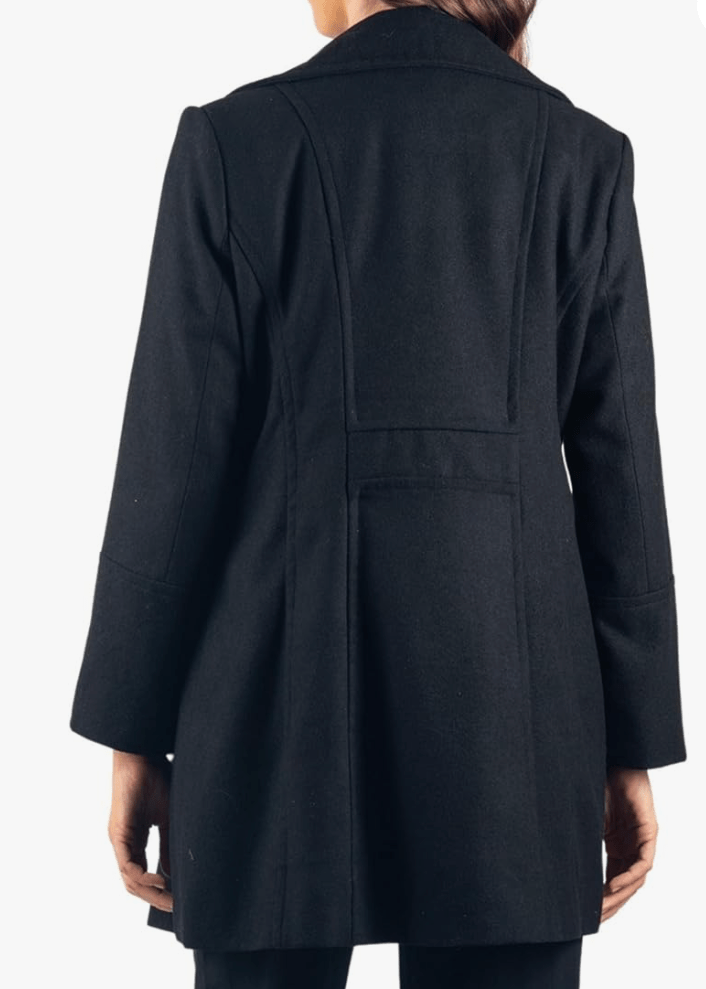 Black Wool Peacoat For Women - AR - Rehman Collection