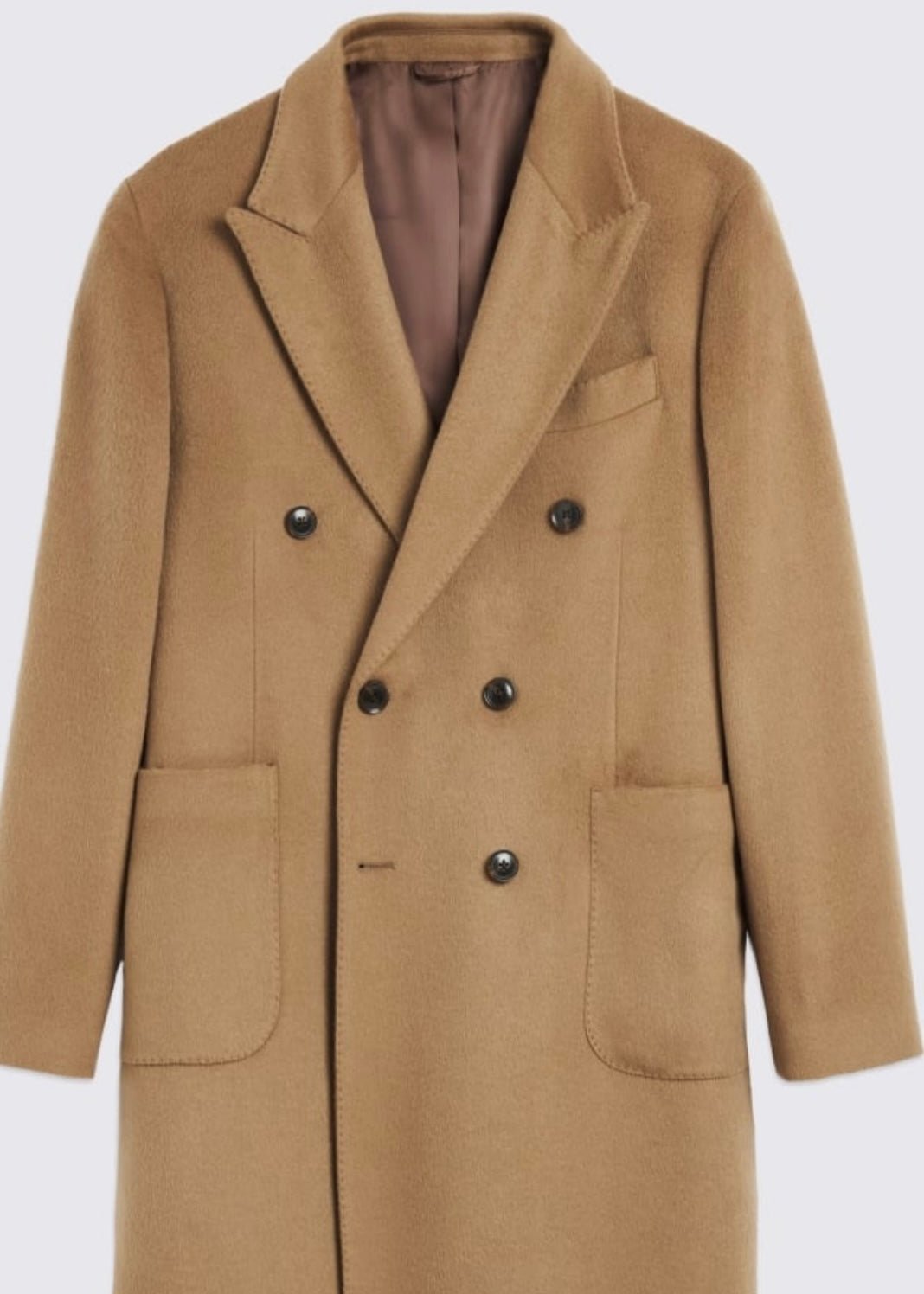 Camel Brown Wool Overcoat For Men - AR - Rehman Collection