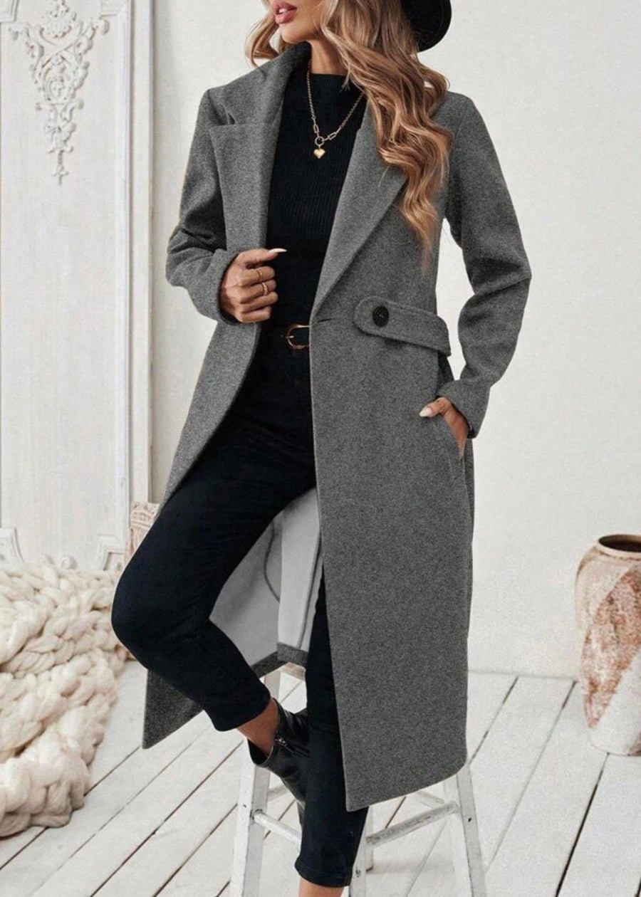 Grey Wool Overcoat For Women - AR - Rehman Collection