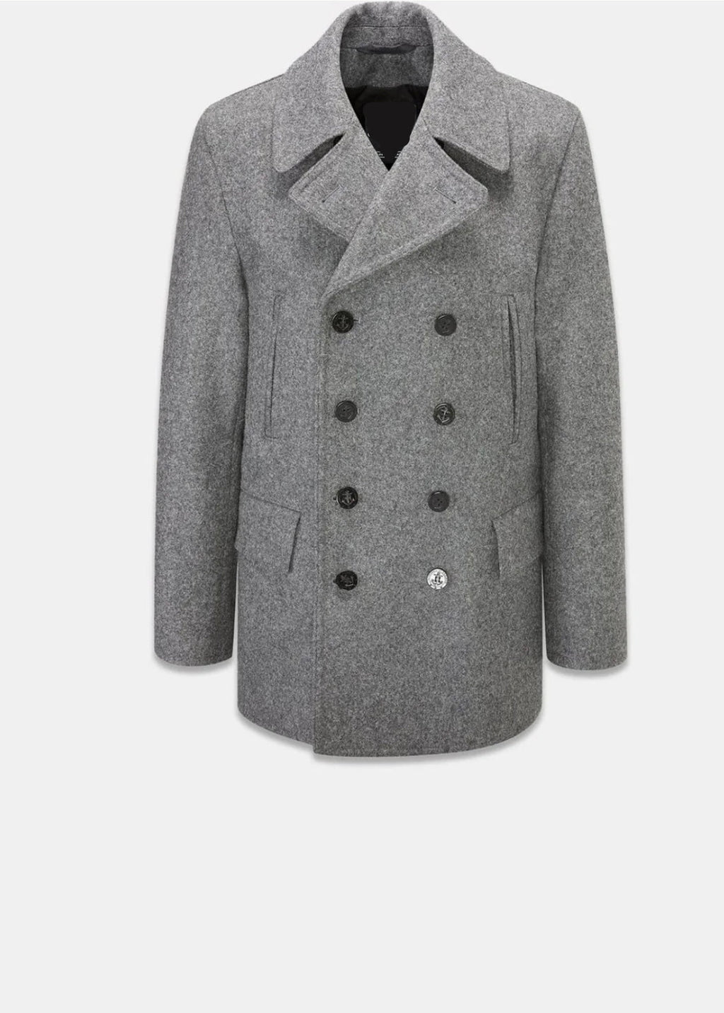 Grey Wool Peacoat For Men - AR - Rehman Collection