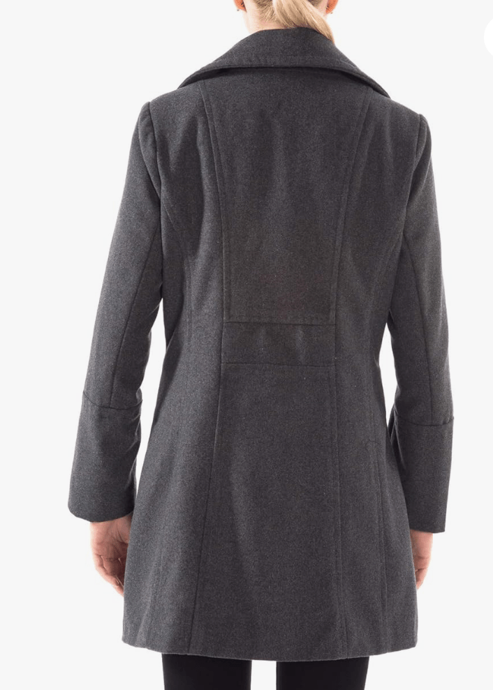 Grey Wool Peacoat For Women - AR - Rehman Collection