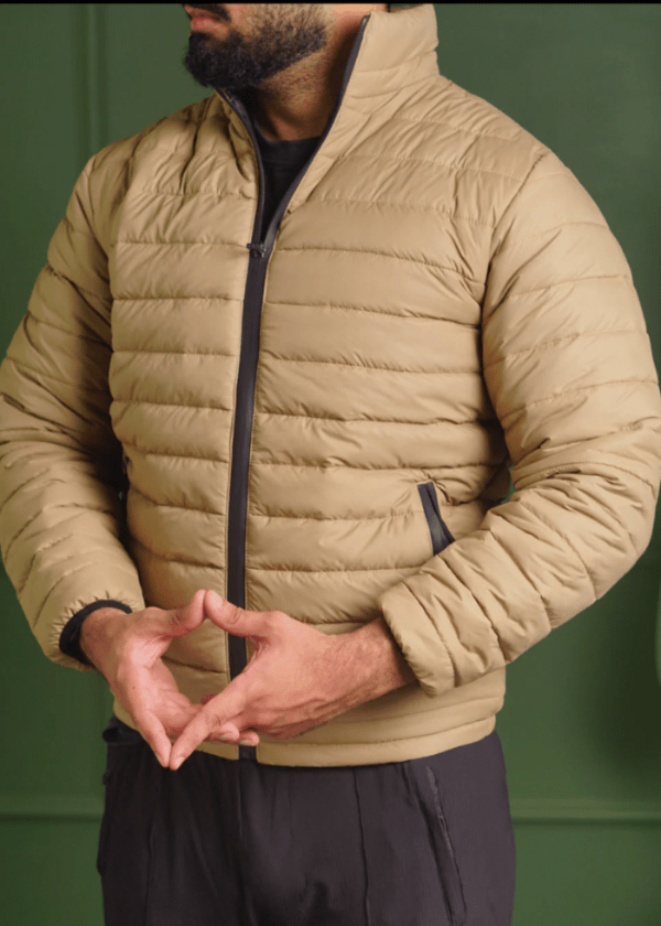 Men's Beige Puffer Jacket - AR - Rehman Collection