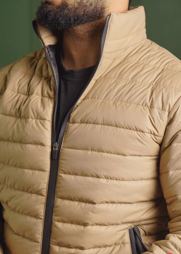 Men's Beige Puffer Jacket - AR - Rehman Collection