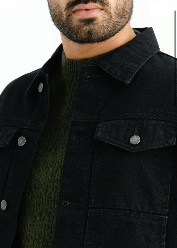 Men's Black Denim Jacket - AR - Rehman Collection