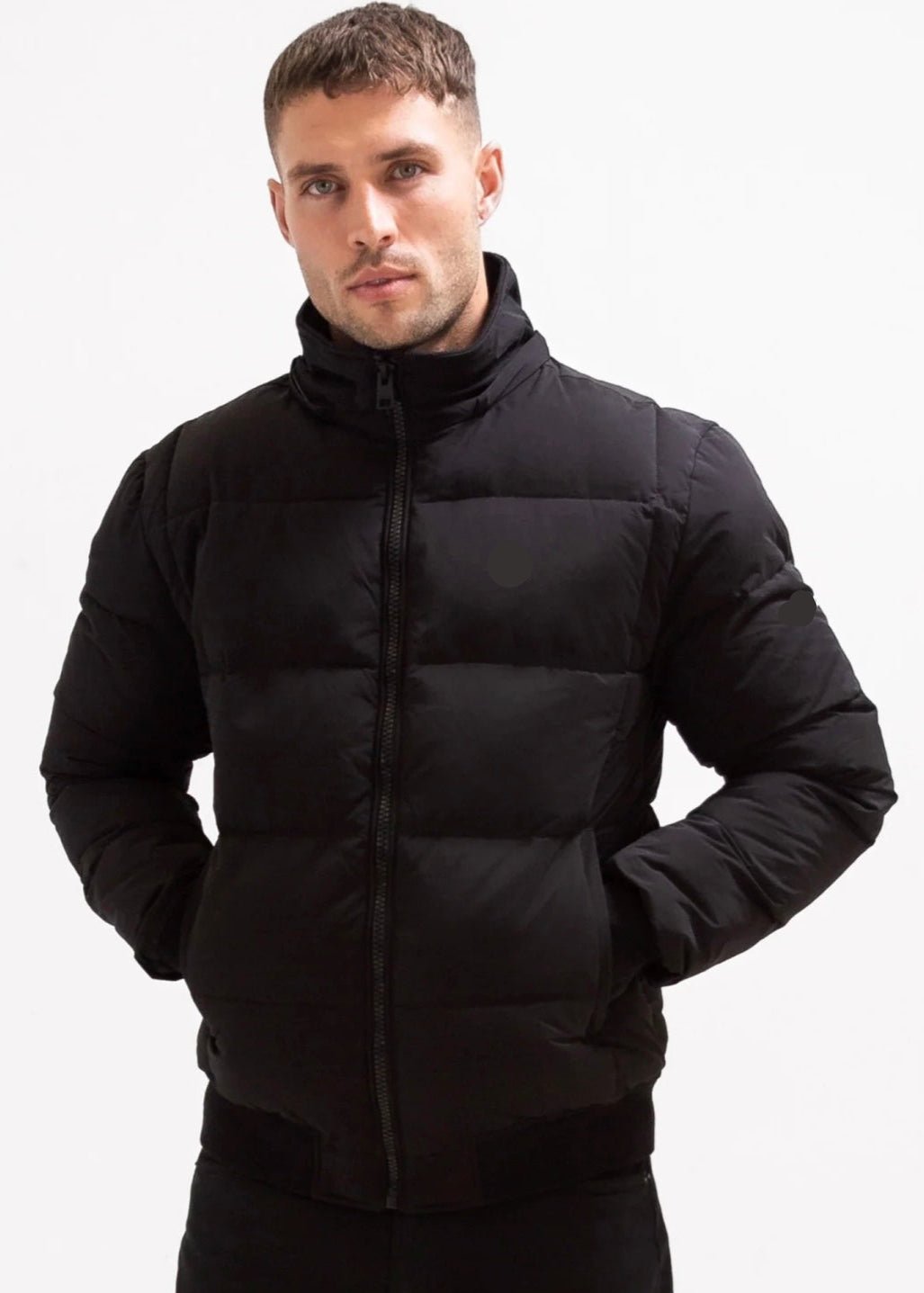 Men’s Black Puffer Jacket with Hood - AR - Rehman Collection