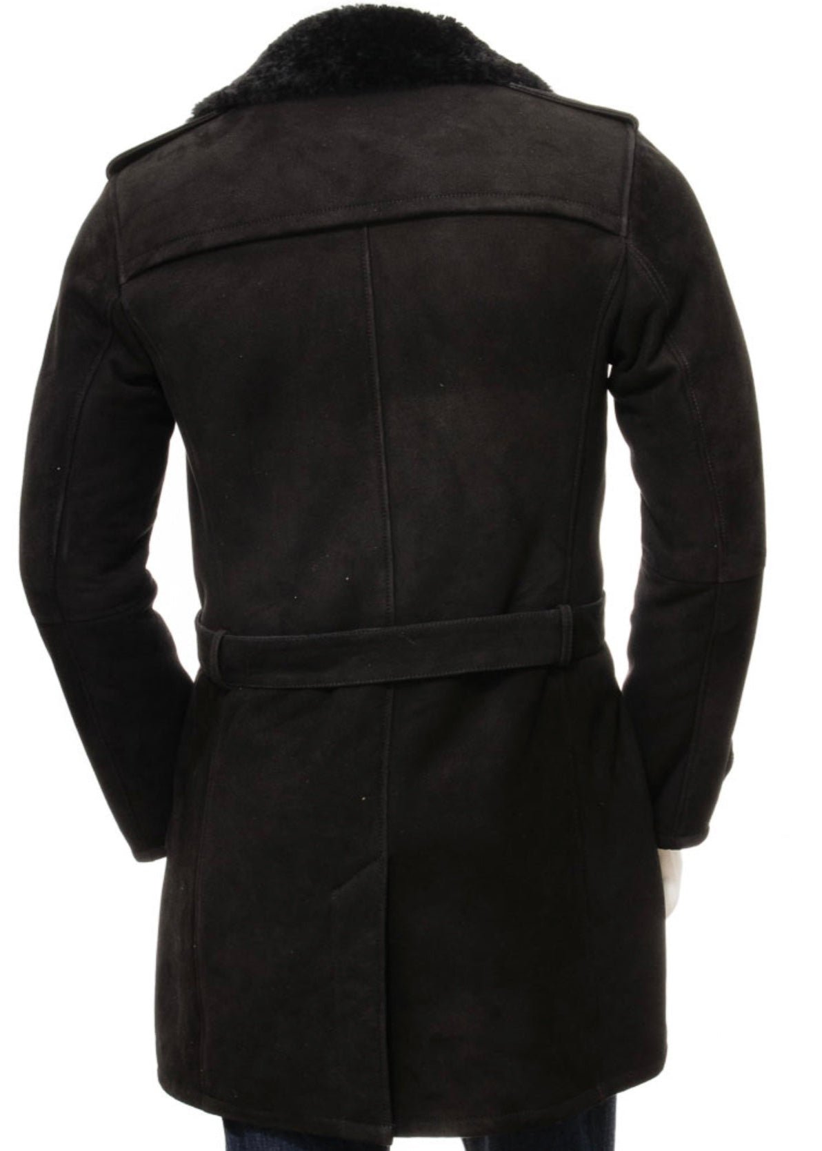 Men’s Black Shearling Leather Coat - AR - Rehman Collection
