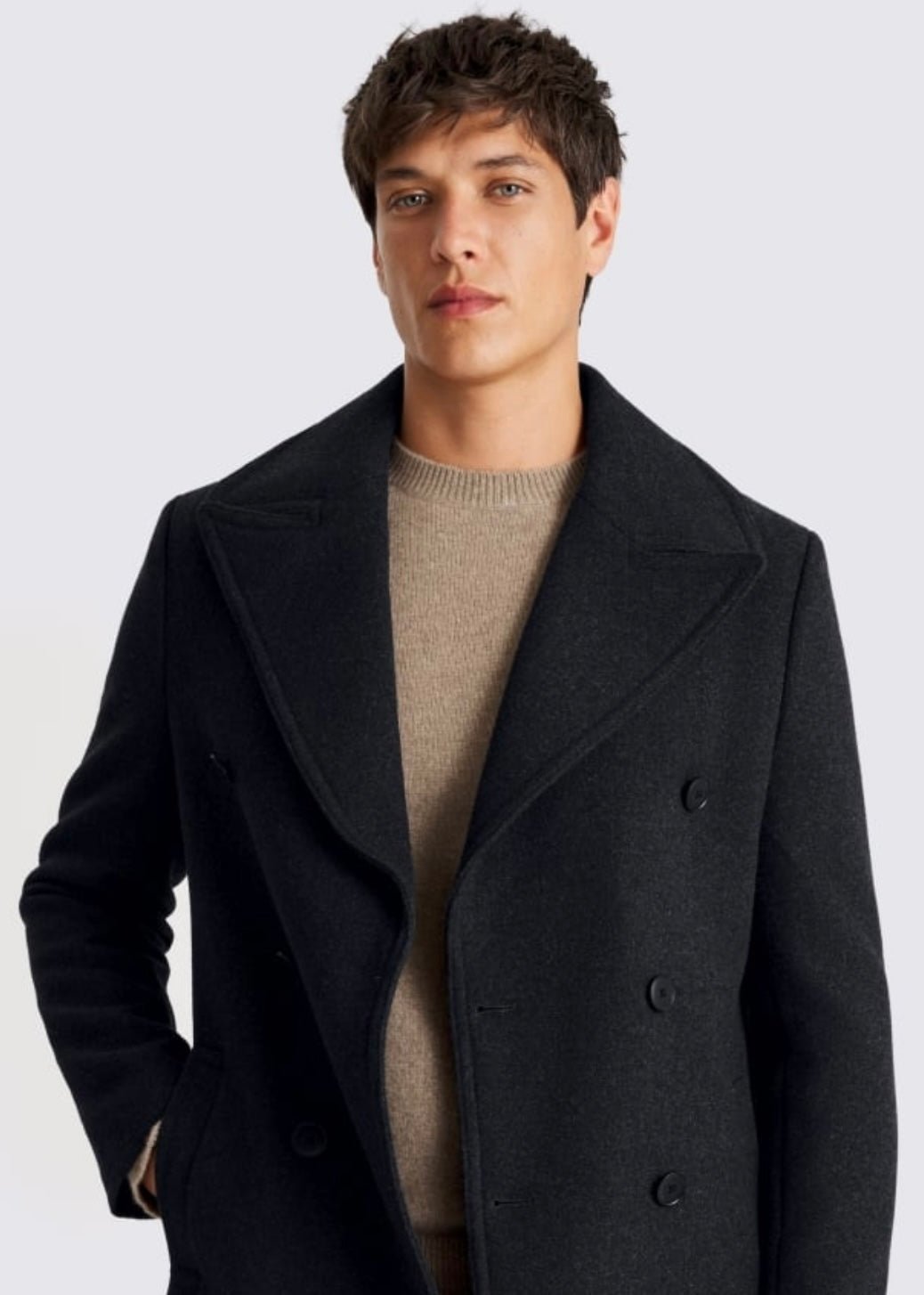 Men’s Black Wool Overcoat - AR - Rehman Collection