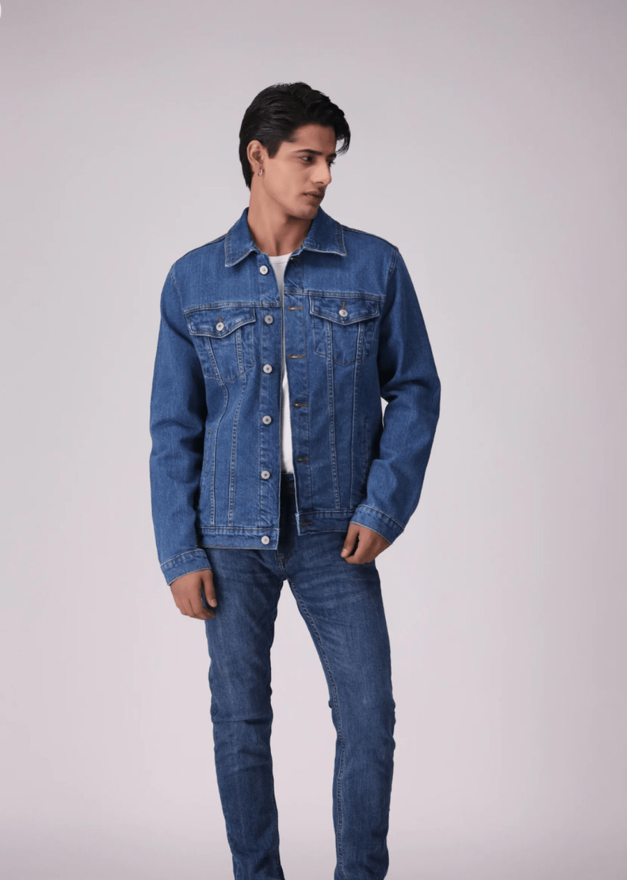 Men's Blue Denim Jacket - AR - Rehman Collection