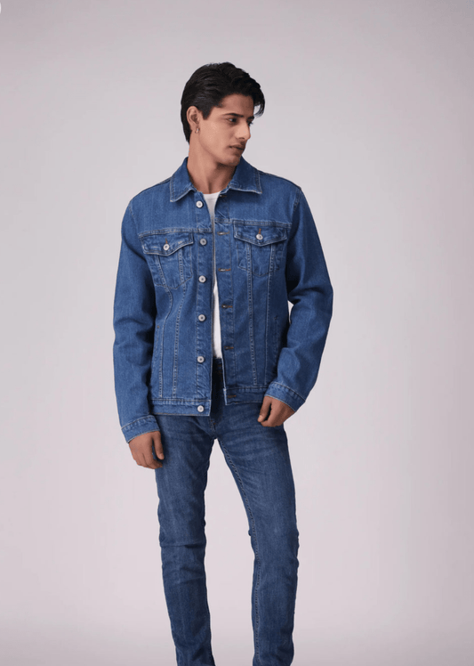Men's Blue Denim Jacket - AR - Rehman Collection