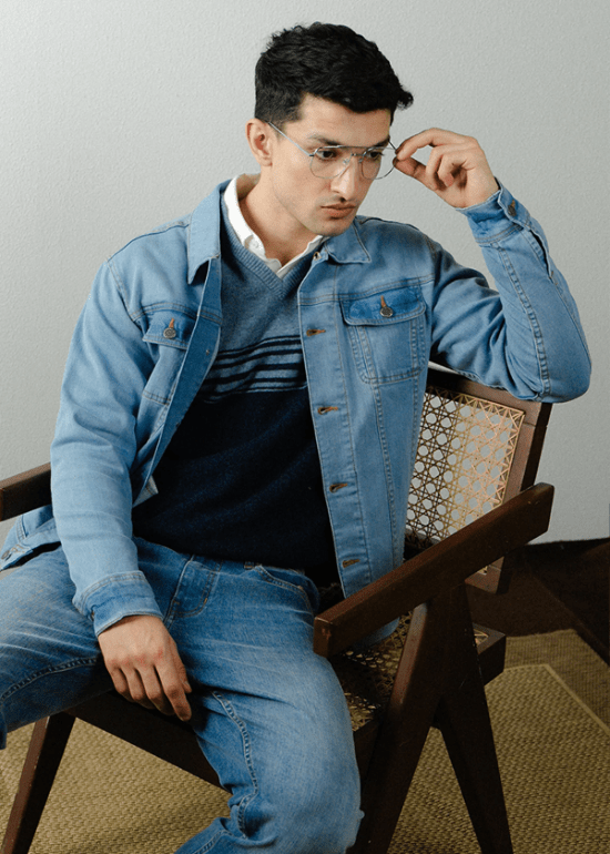 Men's Blue Denim Jacket - AR - Rehman Collection