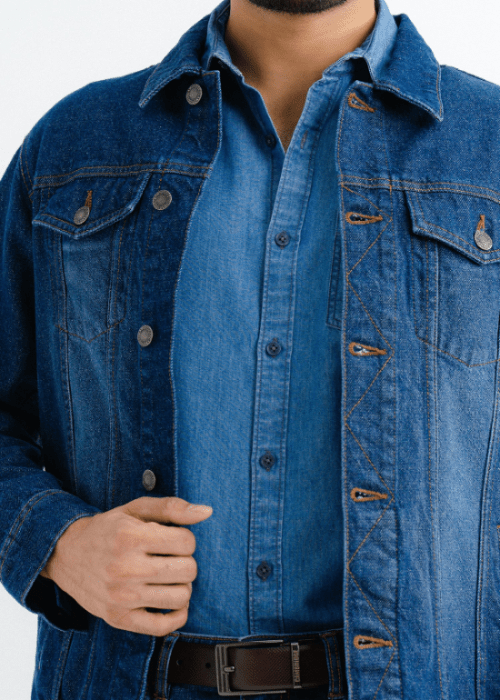 Men's Blue Denim Jacket - AR - Rehman Collection