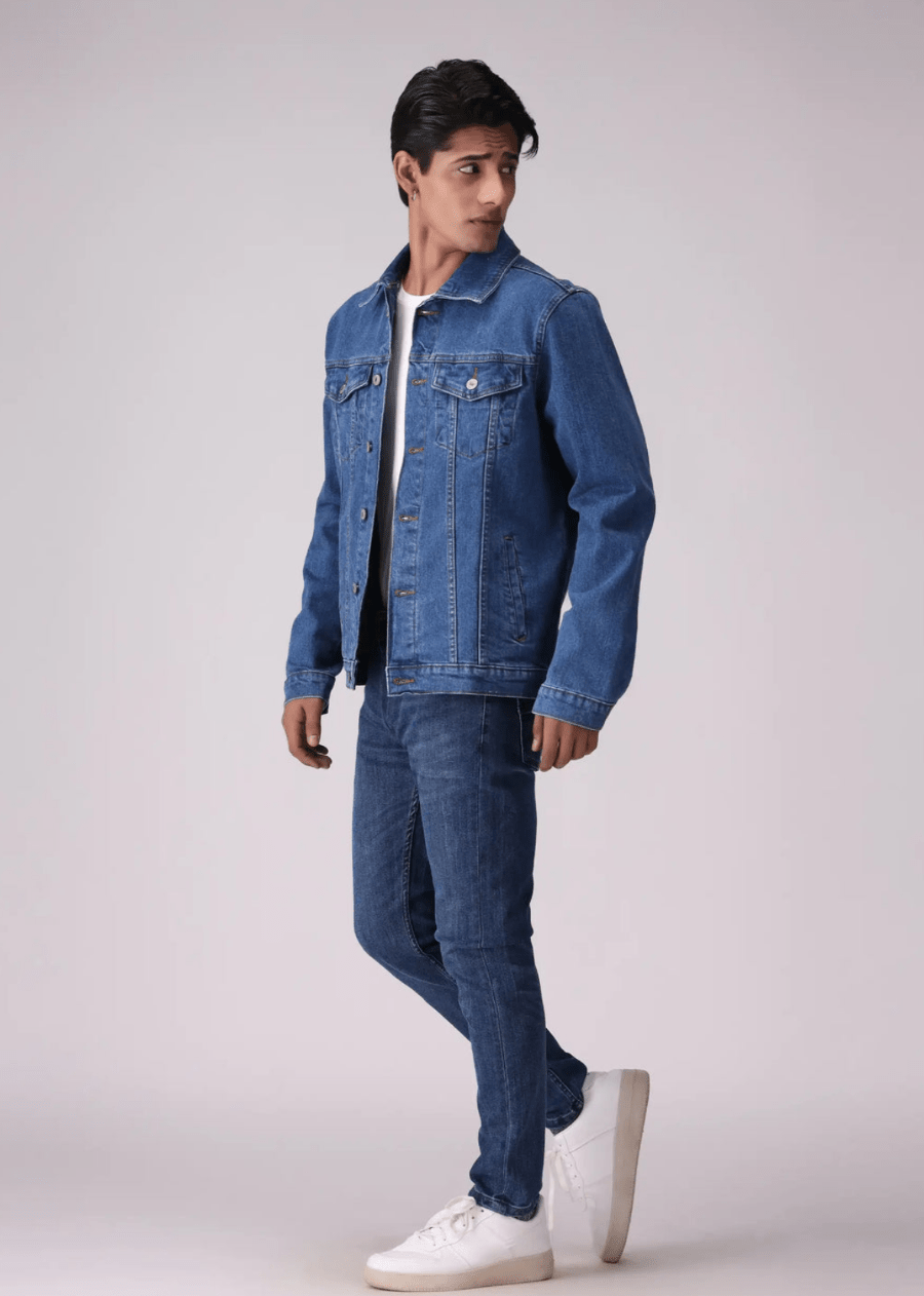 Men's Blue Denim Jacket - AR - Rehman Collection