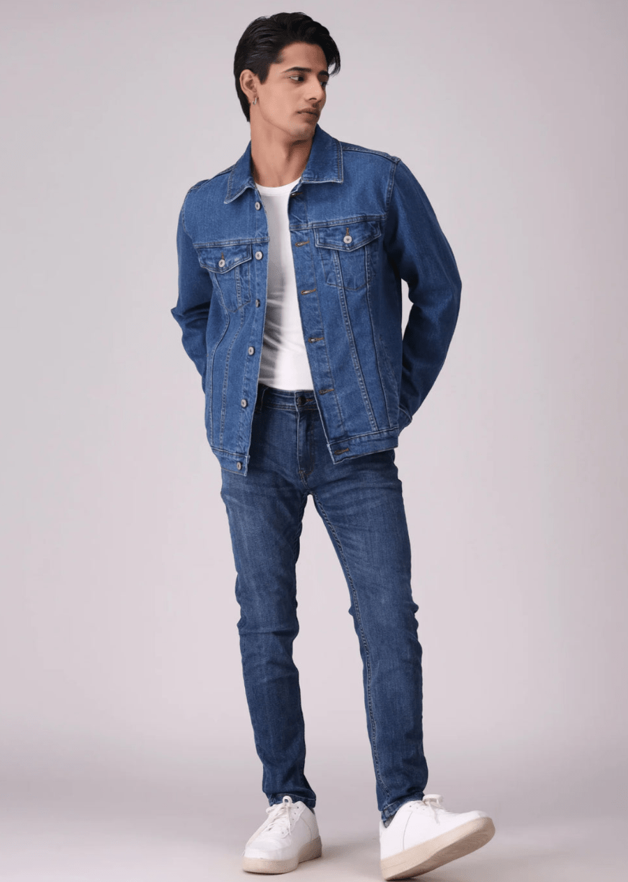 Men's Blue Denim Jacket - AR - Rehman Collection