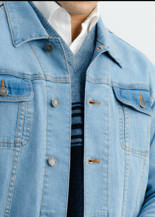 Men's Blue Denim Jacket - AR - Rehman Collection