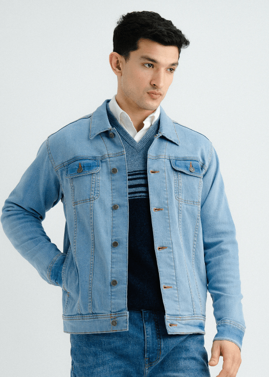 Men's Blue Denim Jacket - AR - Rehman Collection