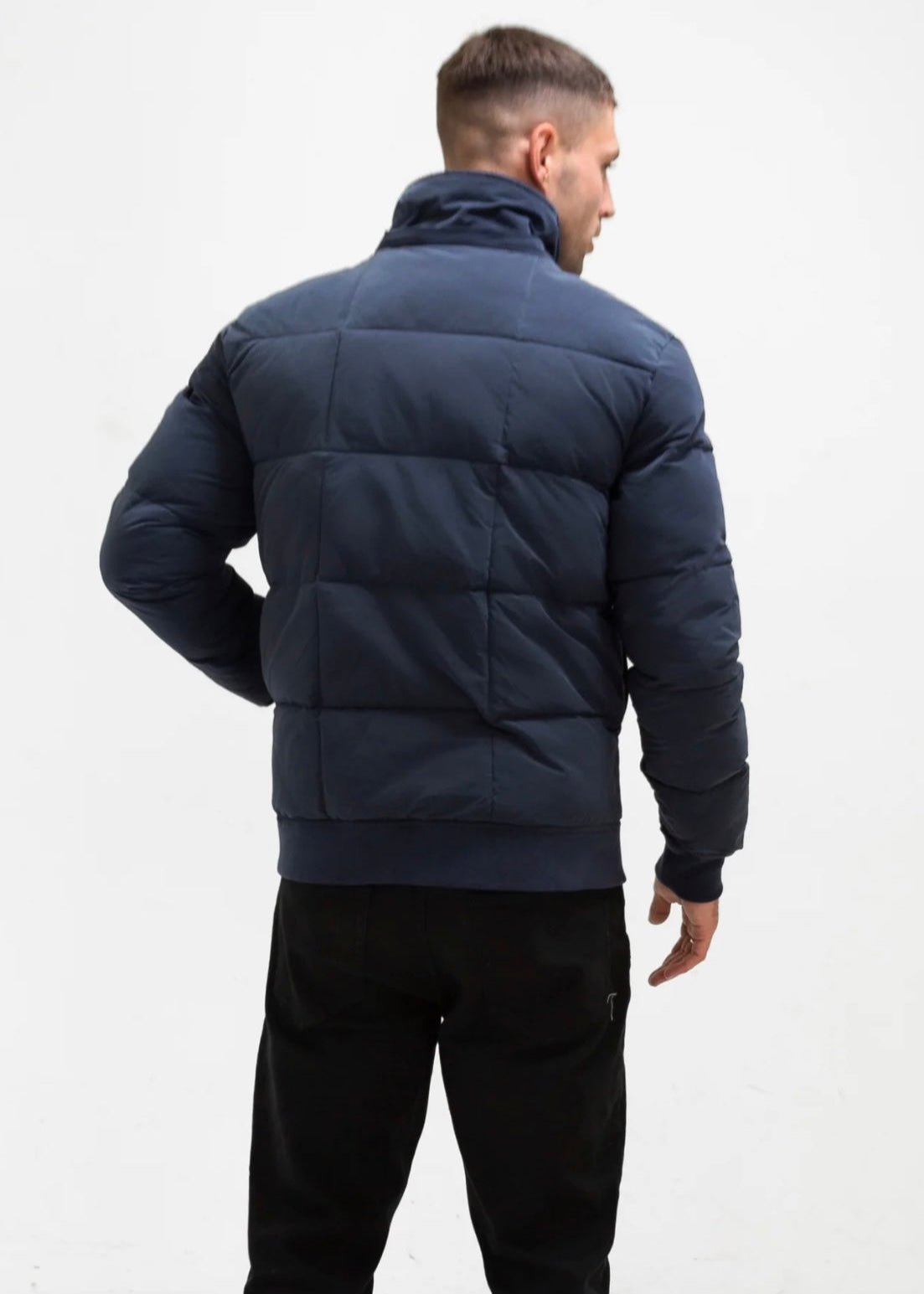 Men’s Blue Puffer Jacket with Hood - AR - Rehman Collection