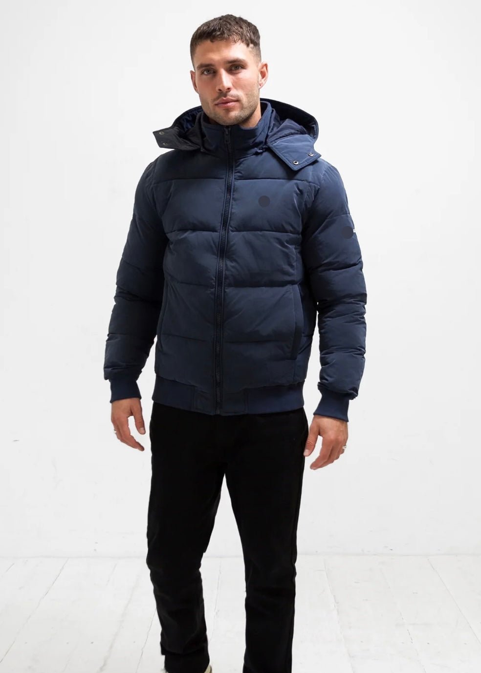 Men’s Blue Puffer Jacket with Hood - AR - Rehman Collection