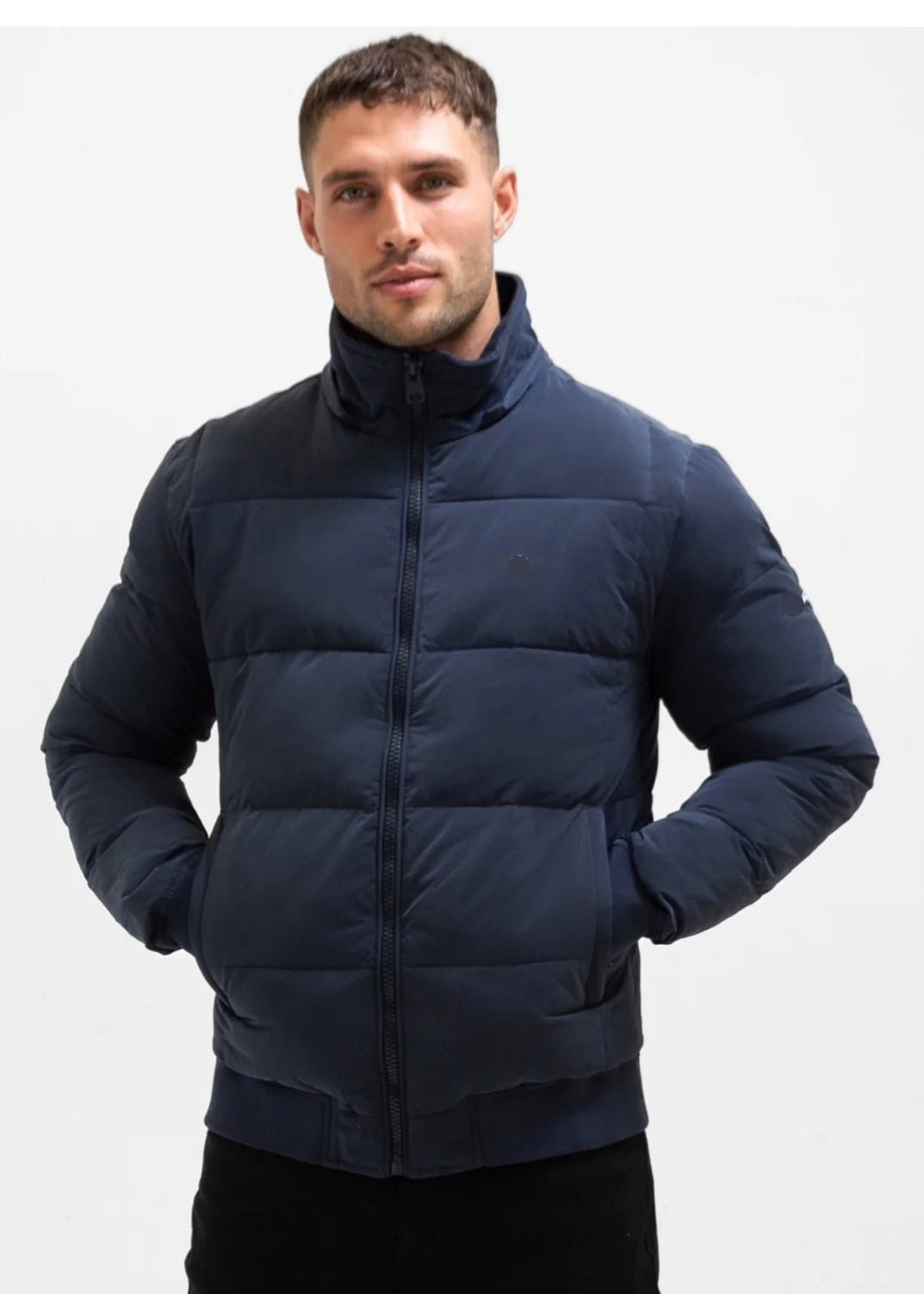 Men’s Blue Puffer Jacket with Hood - AR - Rehman Collection
