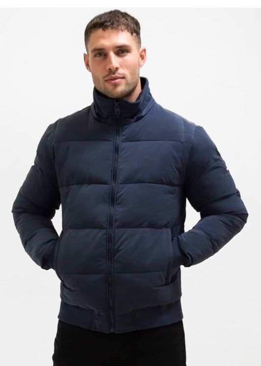 Men’s Blue Puffer Jacket with Hood - AR - Rehman Collection