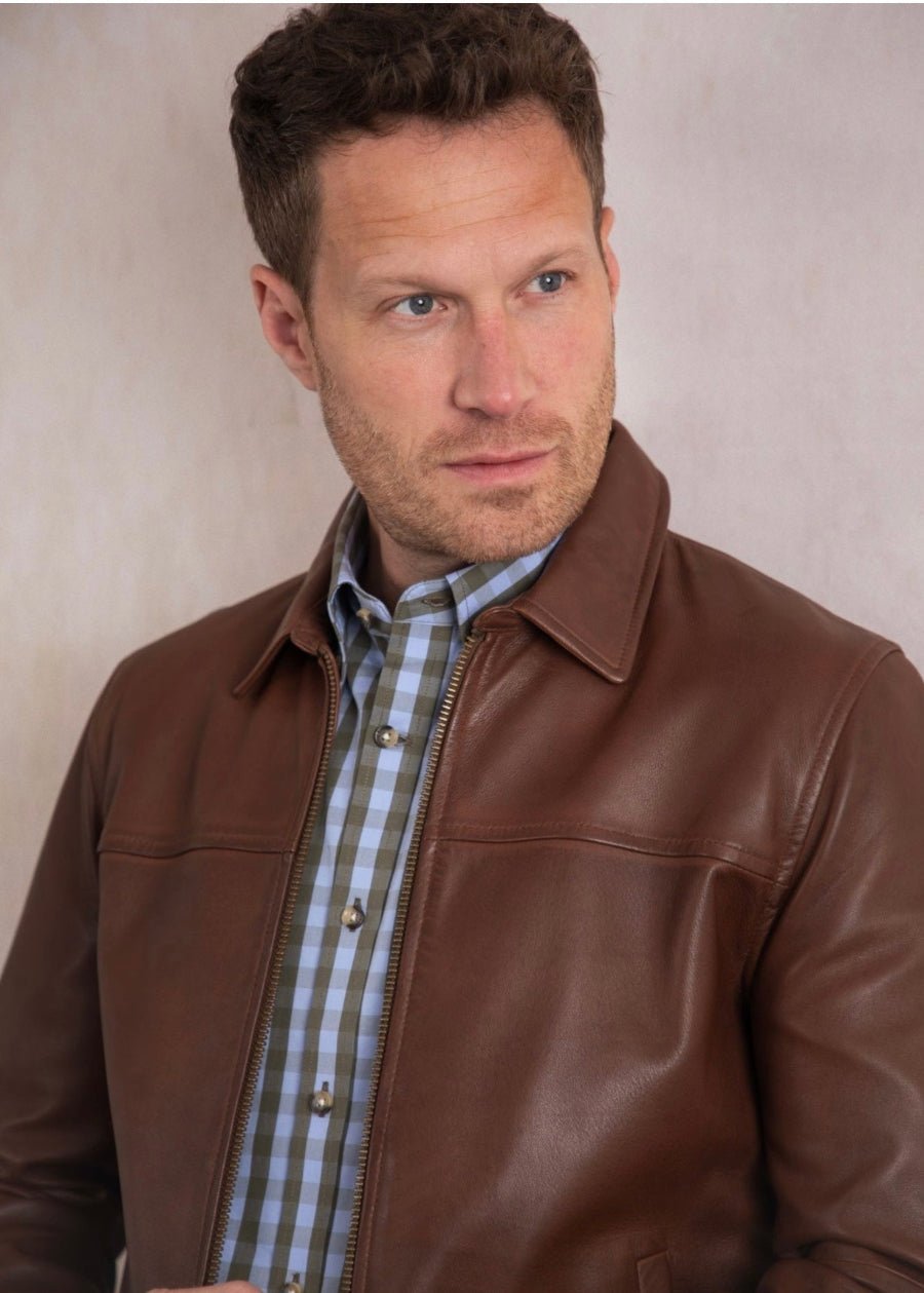 Men’s Brown Sheepskin Leather Jacket - AR - Rehman Collection