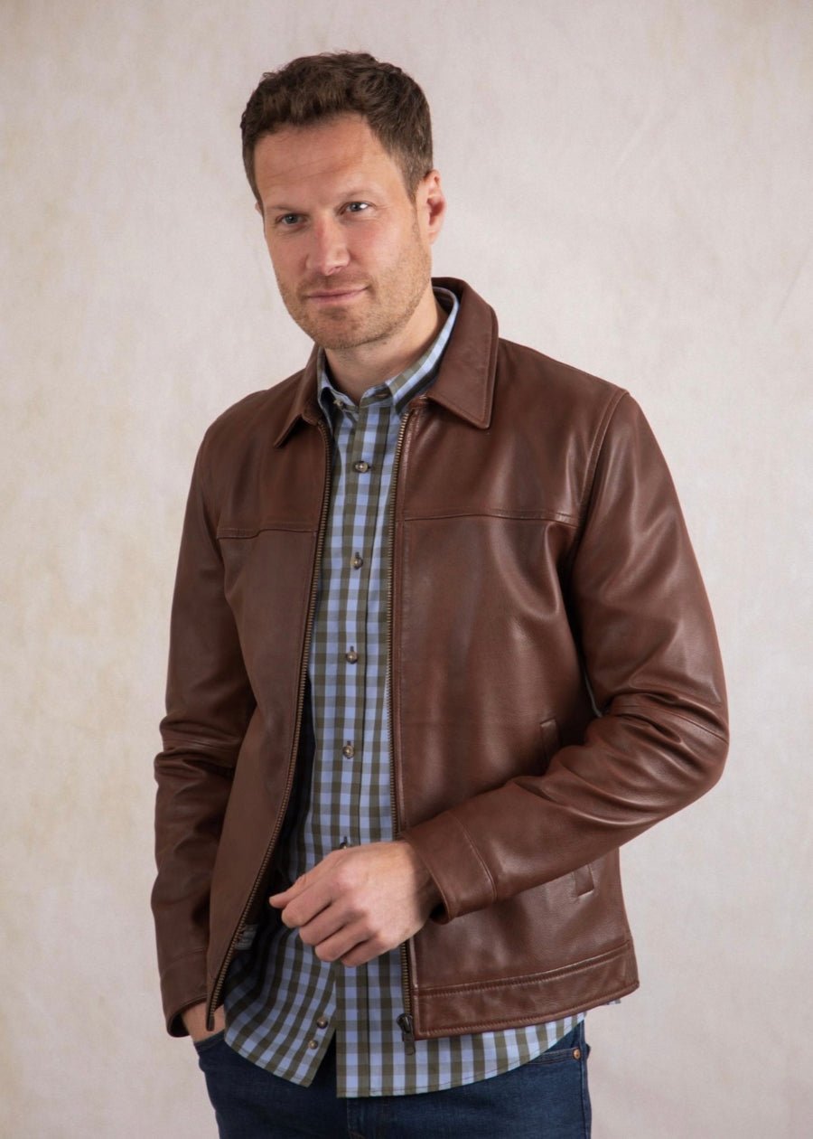 Men’s Brown Sheepskin Leather Jacket - AR - Rehman Collection