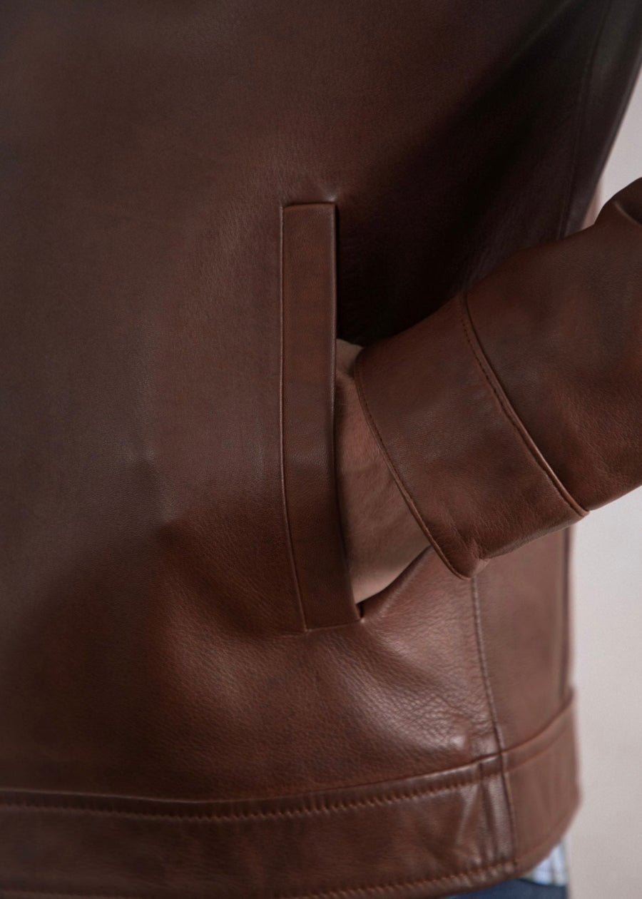 Men’s Brown Sheepskin Leather Jacket - AR - Rehman Collection