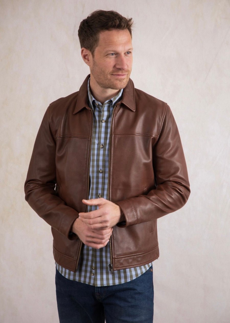 Men’s Brown Sheepskin Leather Jacket - AR - Rehman Collection