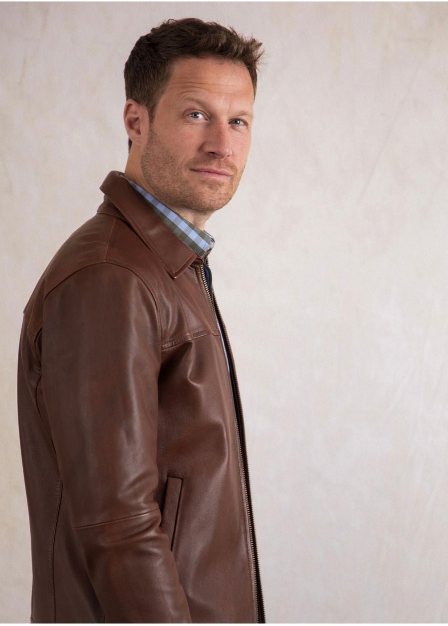 Men’s Brown Sheepskin Leather Jacket - AR - Rehman Collection