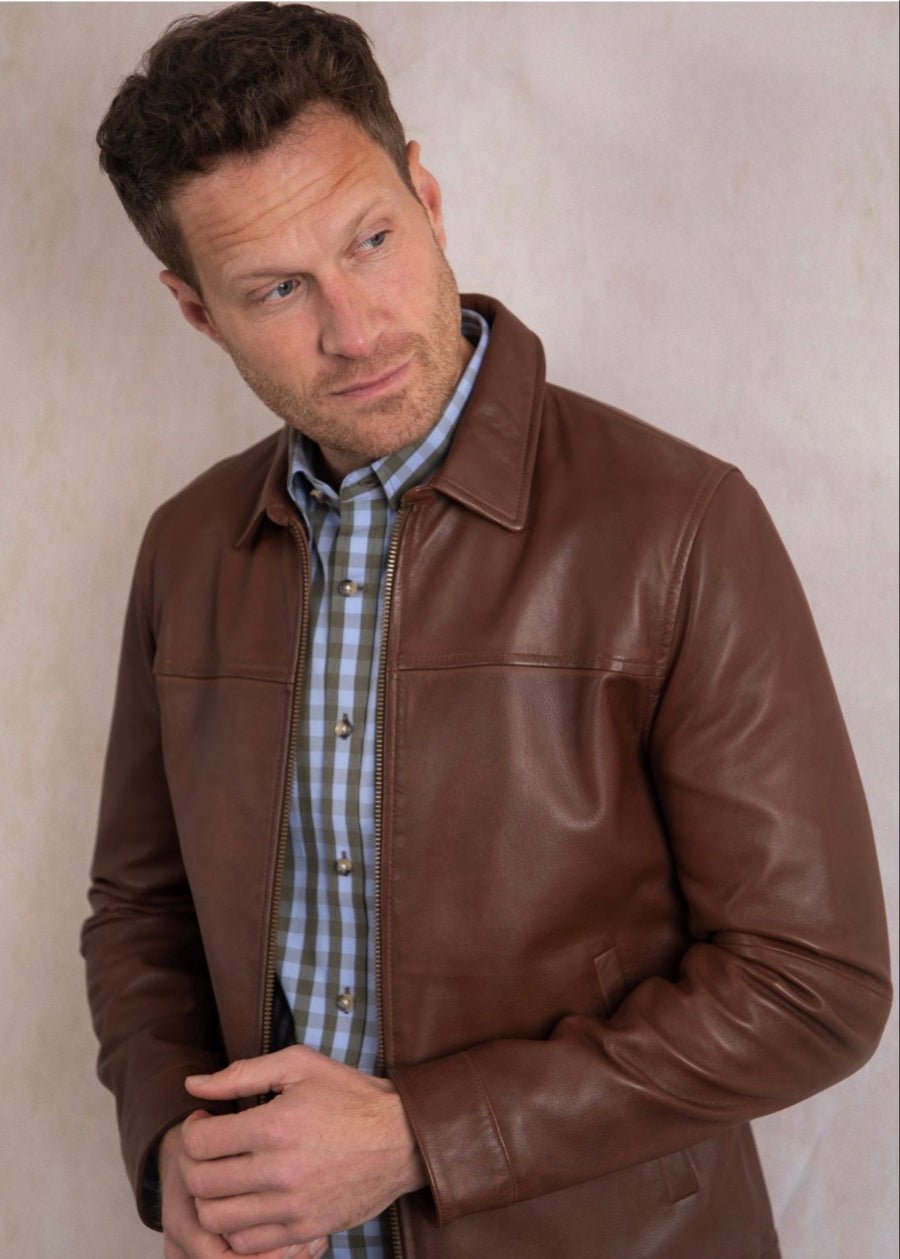 Men’s Brown Sheepskin Leather Jacket - AR - Rehman Collection