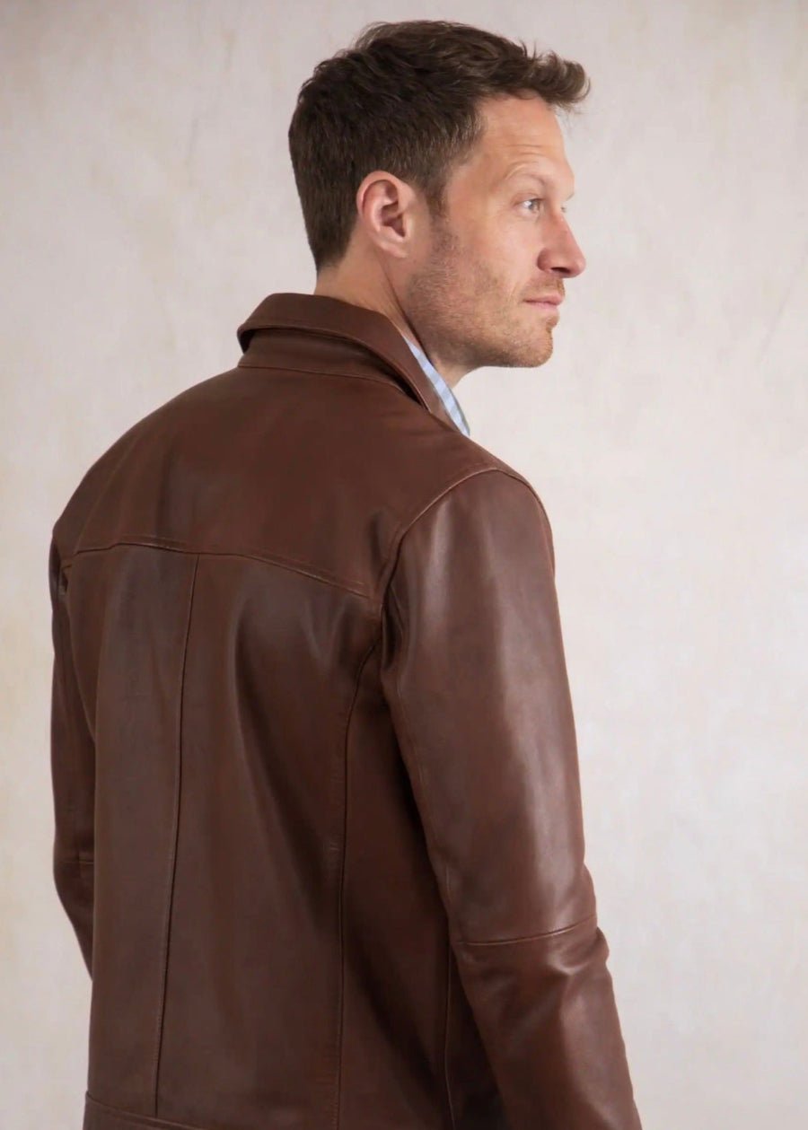 Men’s Brown Sheepskin Leather Jacket - AR - Rehman Collection