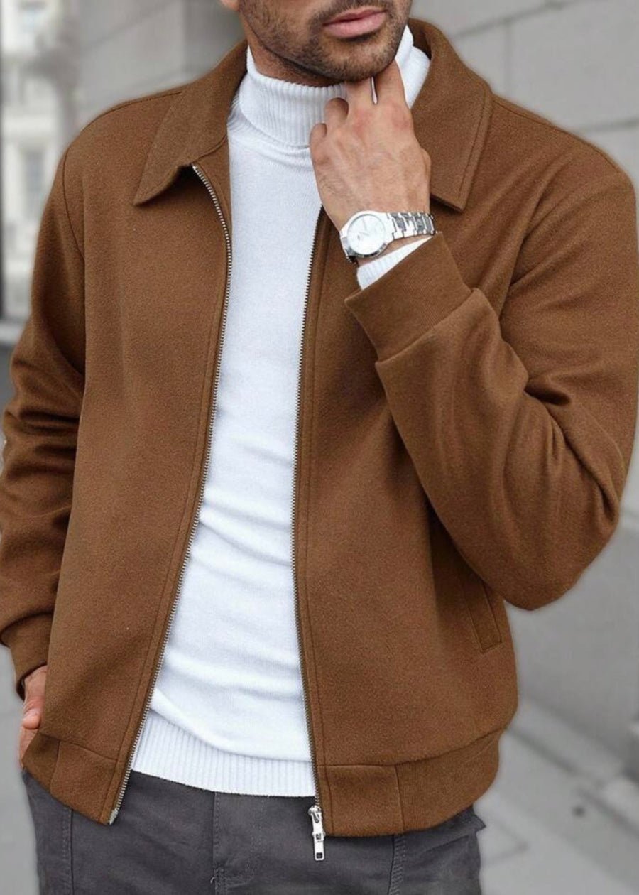 Men’s Brown Wool Bomber Jacket - AR - Rehman Collection