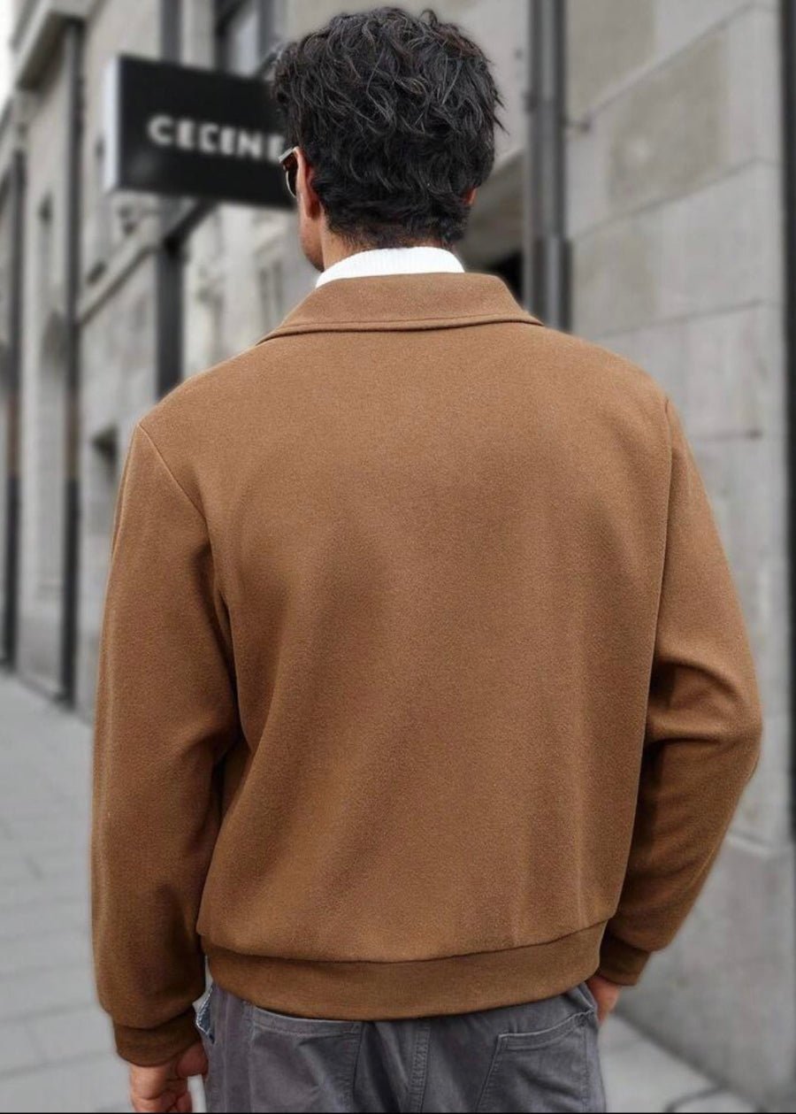 Men’s Brown Wool Bomber Jacket - AR - Rehman Collection