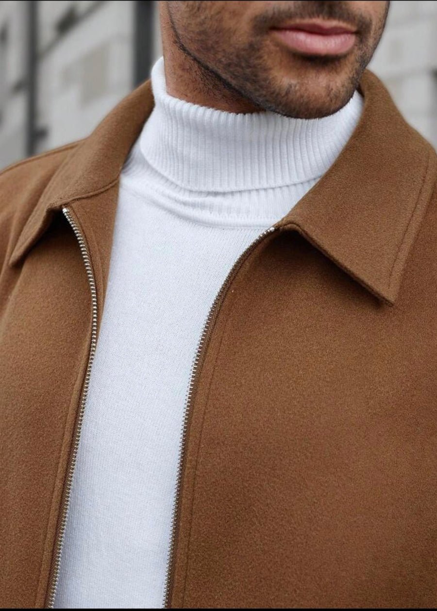 Men’s Brown Wool Bomber Jacket - AR - Rehman Collection