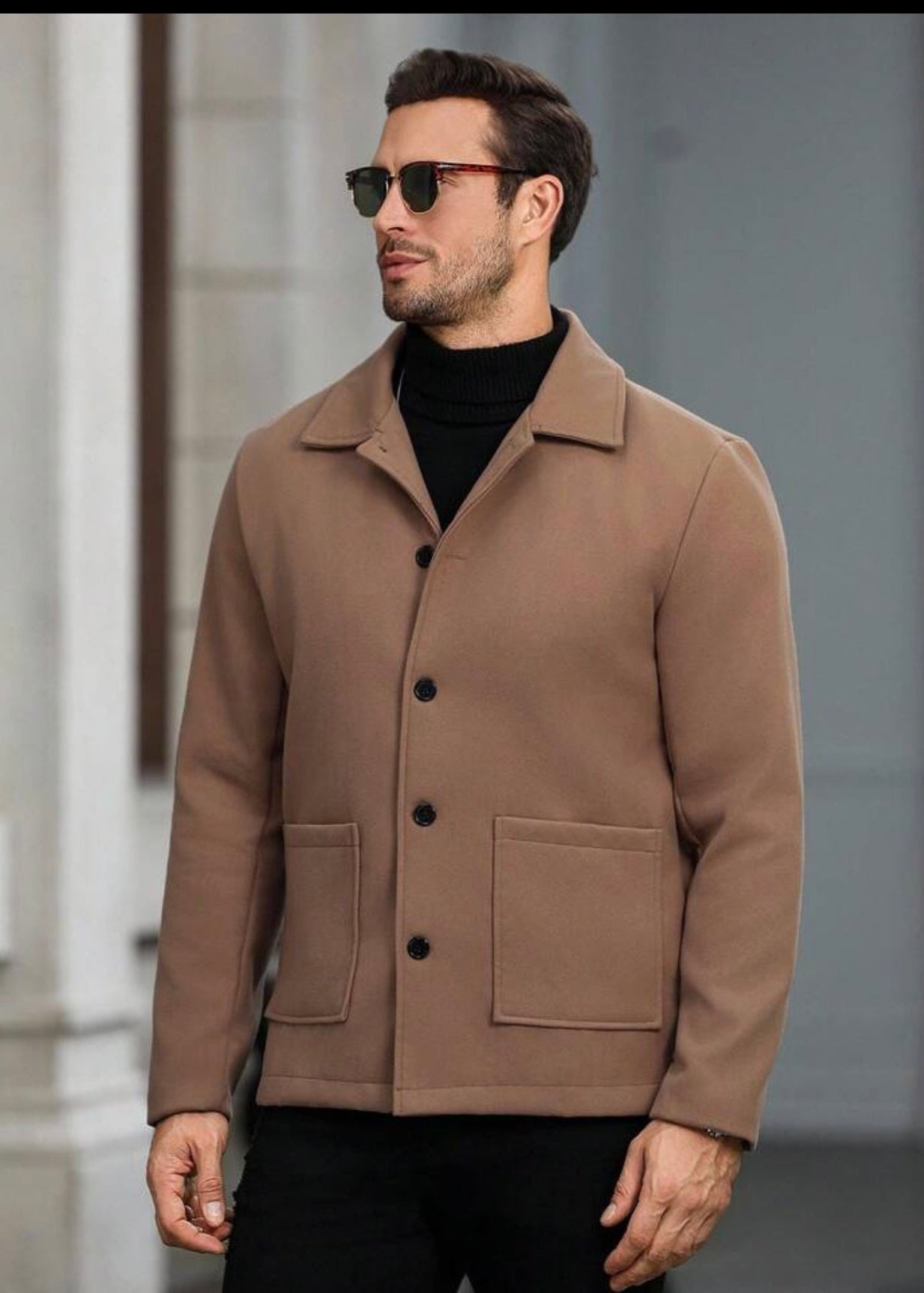 Men’s Camel Brown Wool Blend Jacket - AR - Rehman Collection