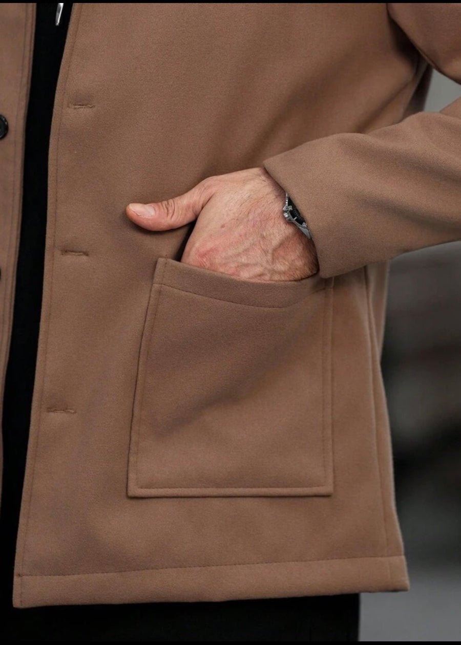 Men’s Camel Brown Wool Blend Jacket - AR - Rehman Collection