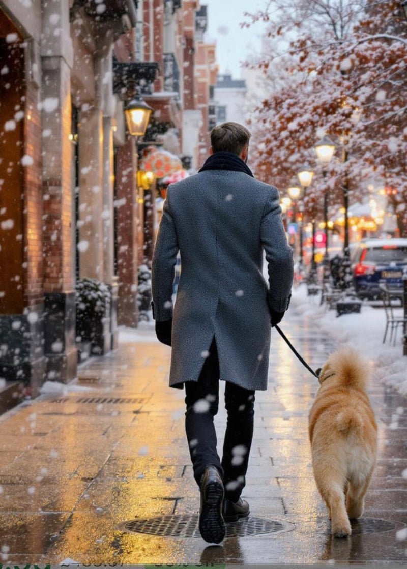 Men’s Grey Wool Overcoat - AR - Rehman Collection