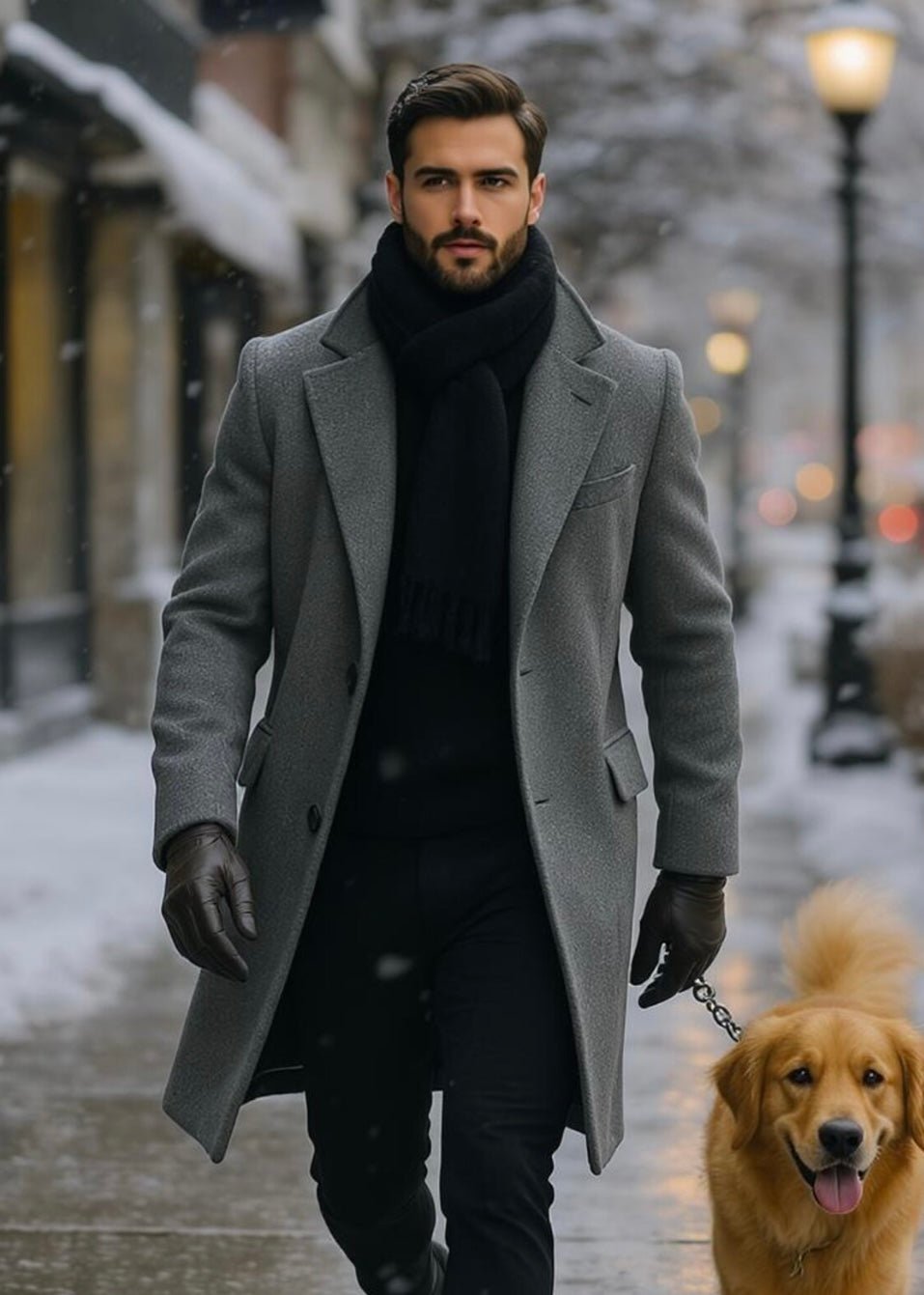 Men’s Grey Wool Overcoat - AR - Rehman Collection