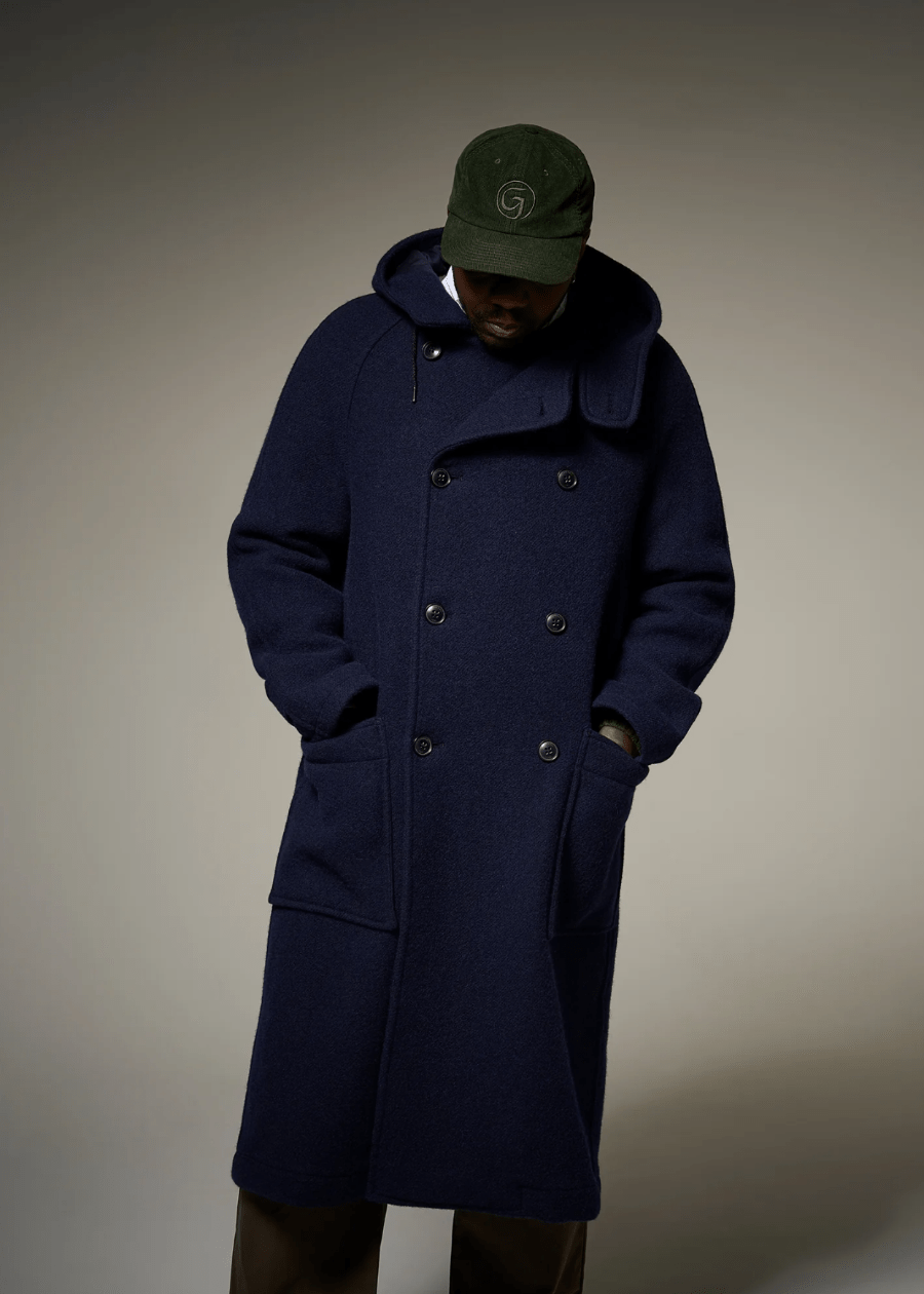Men's Navy Wool Overcoat - AR - Rehman Collection