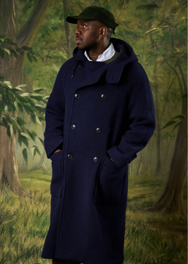 Men's Navy Wool Overcoat - AR - Rehman Collection