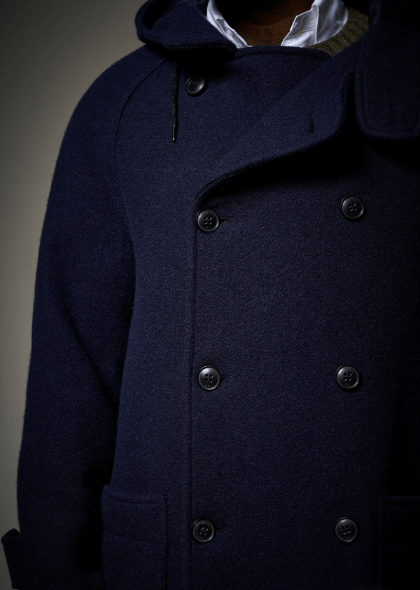 Men's Navy Wool Overcoat - AR - Rehman Collection
