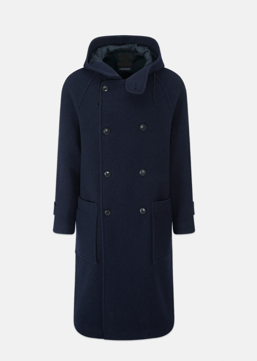 Men's Navy Wool Overcoat - AR - Rehman Collection