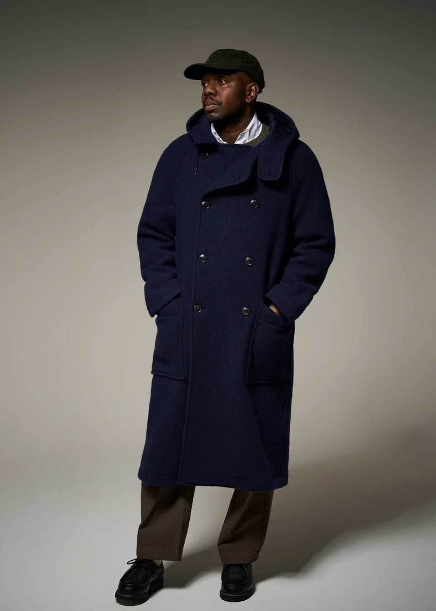Men's Navy Wool Overcoat - AR - Rehman Collection