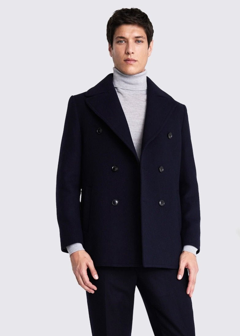 Men’s Navy Wool Peacoat - AR - Rehman Collection