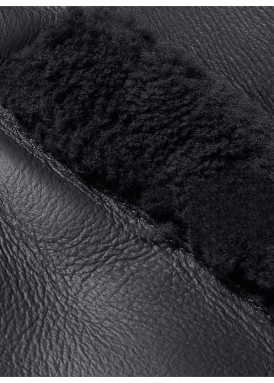 Men’s Shearling - Lined Black Sheepskin Leather Jacket - AR - Rehman Collection