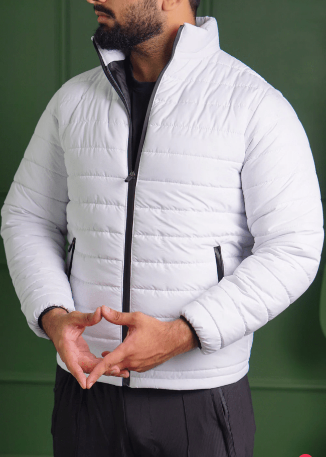 Men's White Puffer Jacket - AR - Rehman Collection