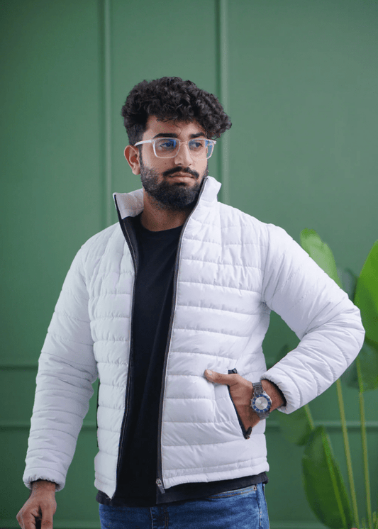 Men's White Puffer Jacket - AR - Rehman Collection