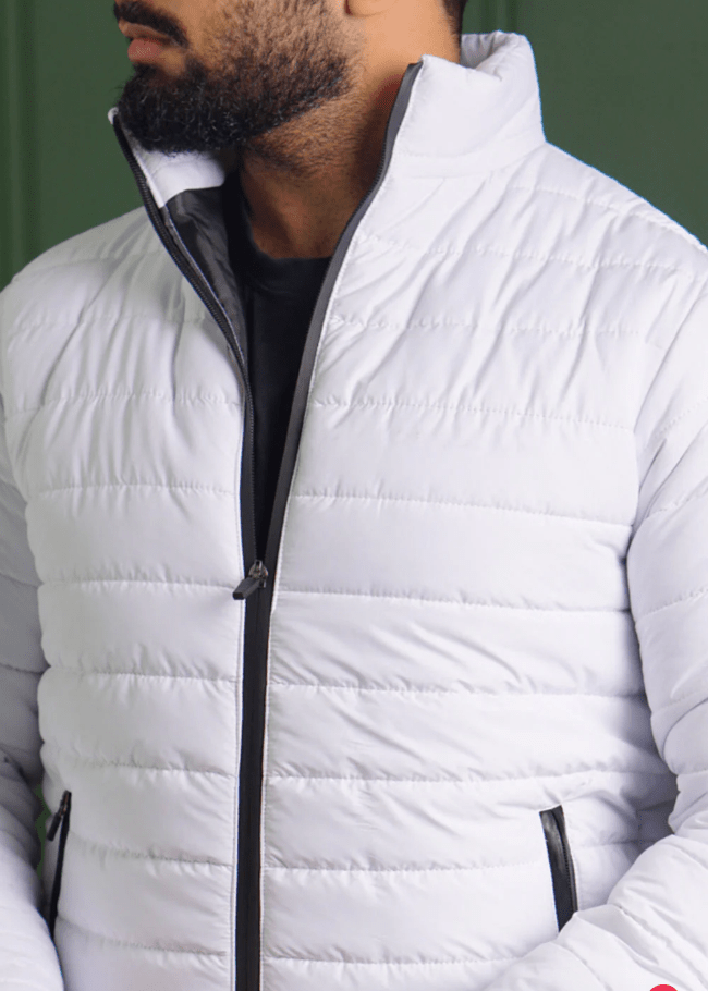 Men's White Puffer Jacket - AR - Rehman Collection