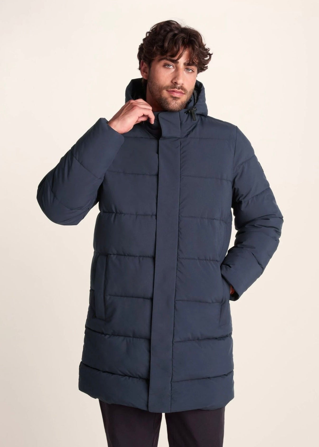 Navy Puffer Coat for Men - AR - Rehman Collection